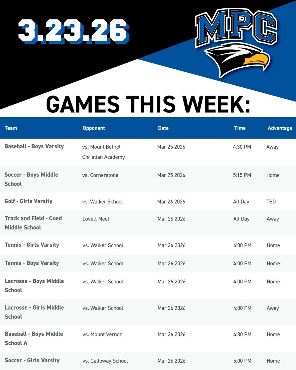 MPCAthletics's tweet image. Quite the busy week for #MPCAthletics!

#MPCWAY | #FunToWatch