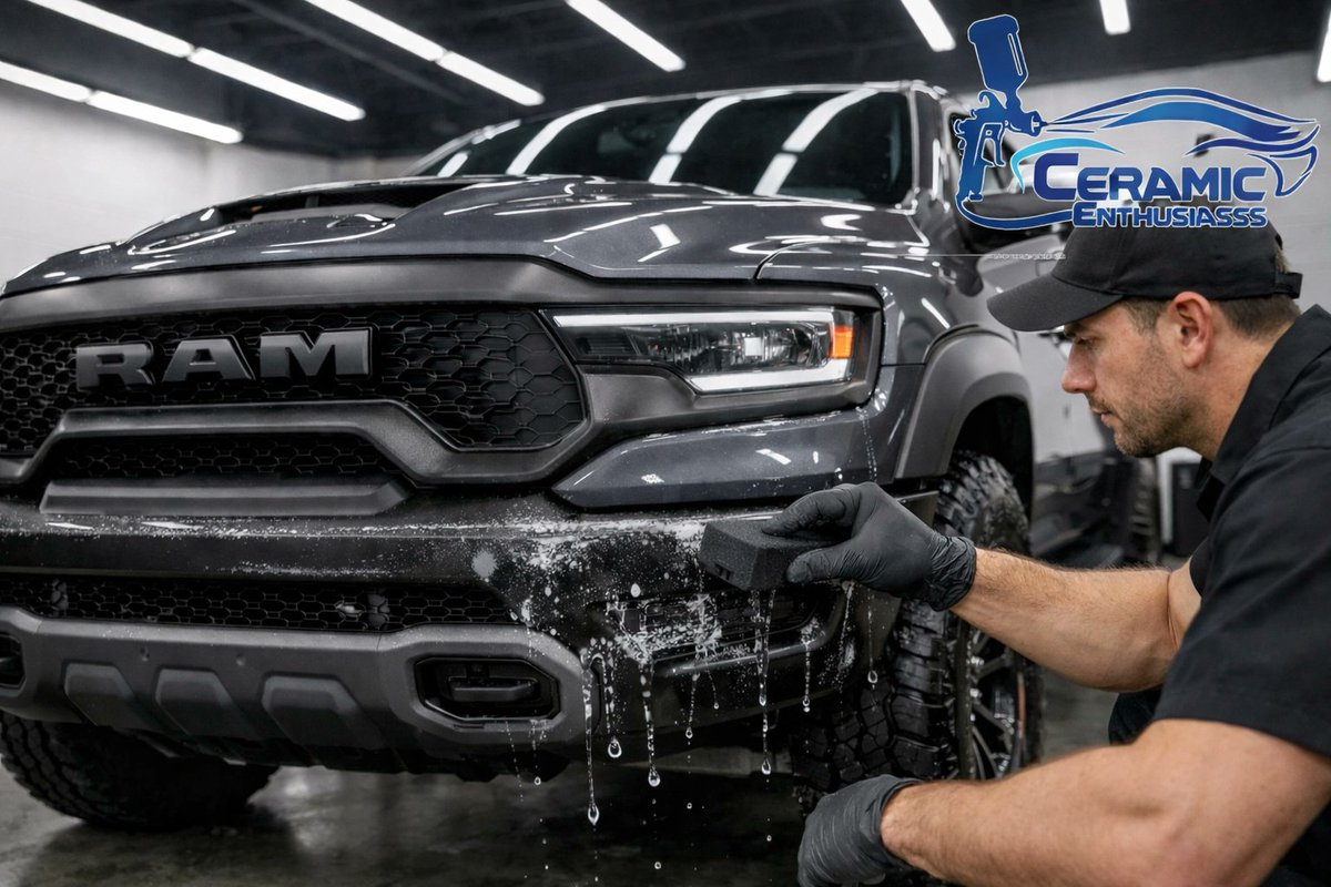 enthusiast18714's tweet image. A RAM TRX belongs on the road, not in the shop for paint repairs. 🦖 Our premium LPPF is the ultimate defense for high-performance trucks in Texas. We handle the prep and application in-shop for a flawless finish. #RAMTRX #TruckProtection #HoustonDetailing