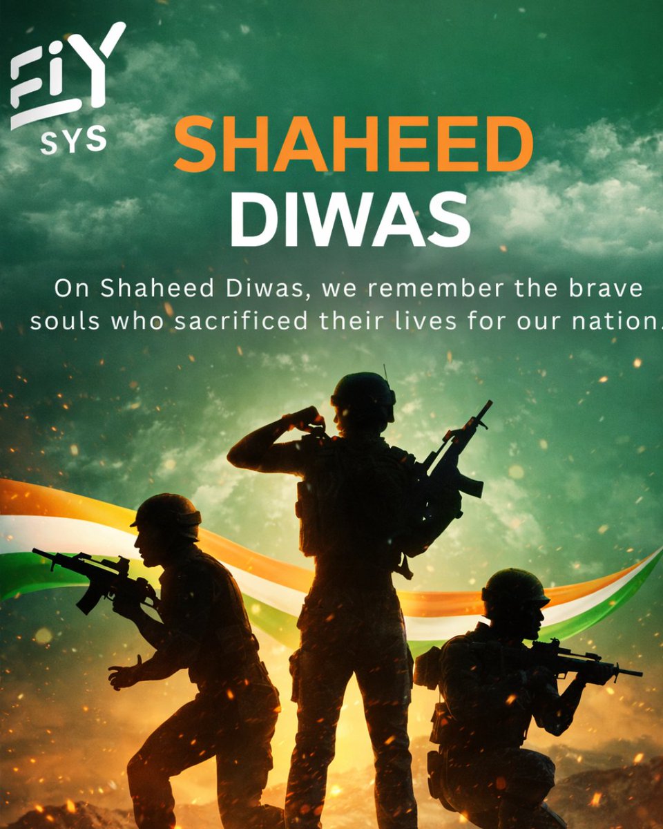 Shaheed Diwas 🇮🇳

Honoring the courage and sacrifice of our heroes.
Their legacy lives on.

#ShaheedDiwas #Eiysys #Respect