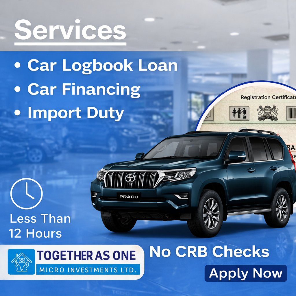 Your one-stop solution for car financing, From logbook loans to import duty—fast, simple, and reliable.
✔ No CRB Checks
✔ Less than 12 Hours Processing
Contact Us Today to get started .
Arsenal
CS Opiyo Wandayi
Trump
Kepa
Tuju
Iran
Saka
Israel
Gaza