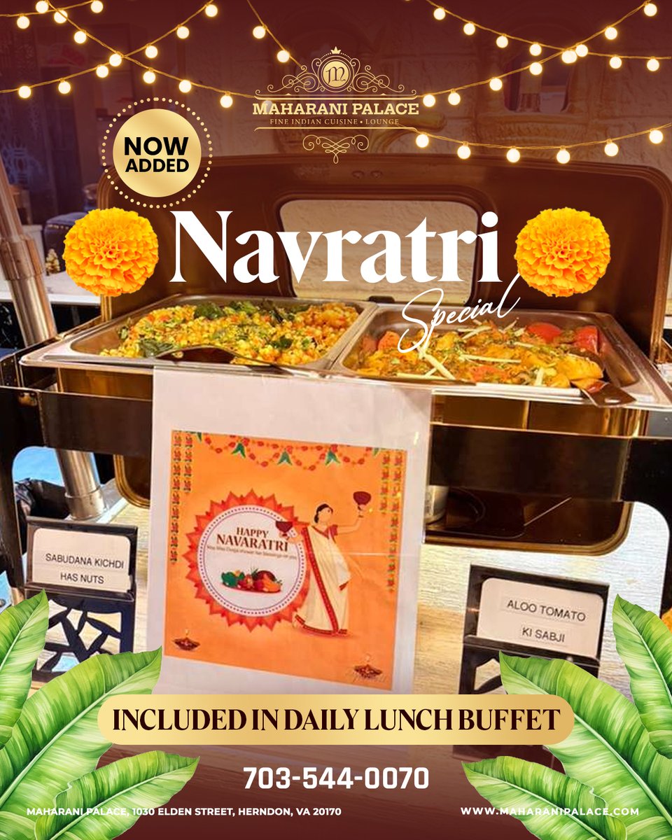 🌺 Celebrate Navratri with Divine Flavors at Maharani Palace! 🌺
This Navratri, elevate your fasting experience with our special additions to the Daily Lunch Buffet at Maharani Palace. Indulge in Navratri special feast made with pure ingredients, authentic recipes, and rich
