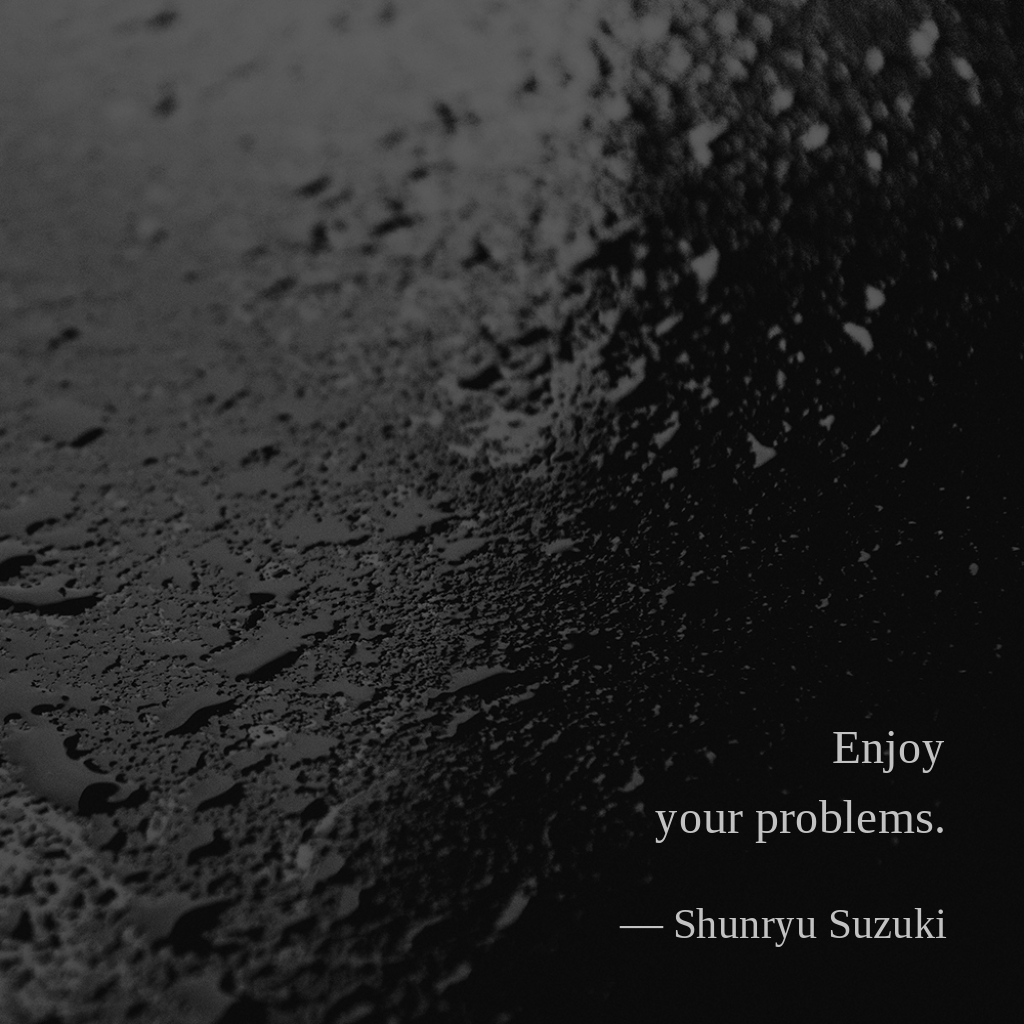 wectar's tweet image. Enjoy your problems. — Shunryu Suzuki

#ShunryuSuzuki #problems #enjoy