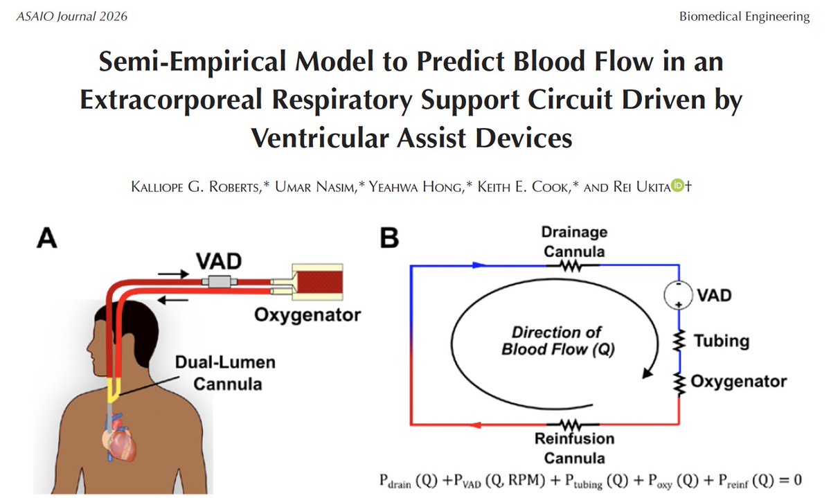 UPMC_CTSurgery's tweet photo. A semi-empirical model provides a framework for understanding how circuit component selection impacts achievable blood flow and oxygen transfer in wearable artificial lung systems
🔗: https://t.co/0VM83E14IF
@Yeahwa_Hong @UkitaRei @PittSurgery @cmu_bme @asaiojournal https://t.co/LqxZKwPkxH