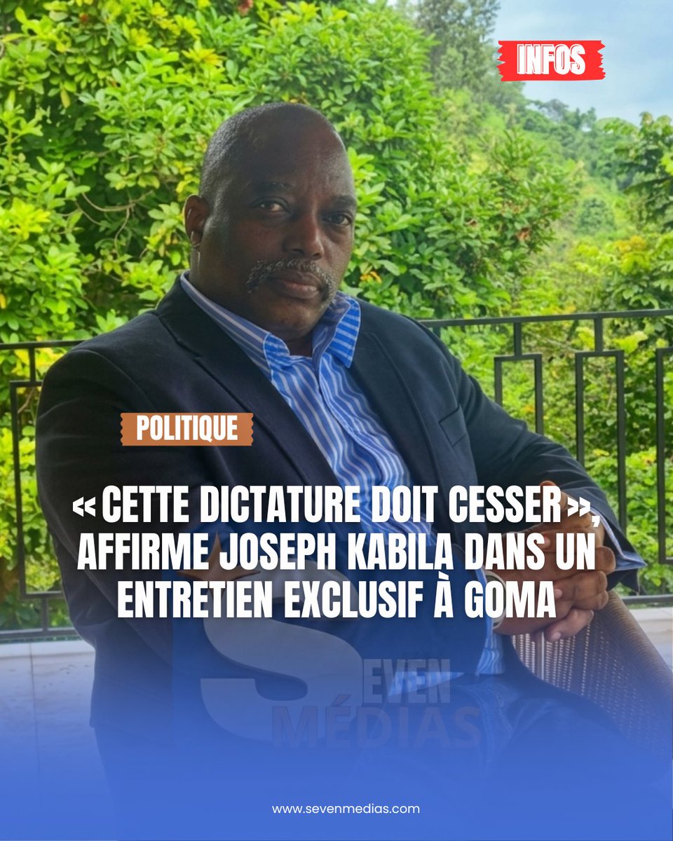 SevenMedias243's tweet image. Le 20 mars à #Goma, Joseph #Kabila rompt son silence : sur la frappe de drone du 11 mars qui a tué une employée de l’UNICEF et 2 civils, il affirme : « On a toujours été visé par le régime de #Kinshasa ». Malgré tout, il garde le moral.
sevenmedias.com/#/article/06e9…