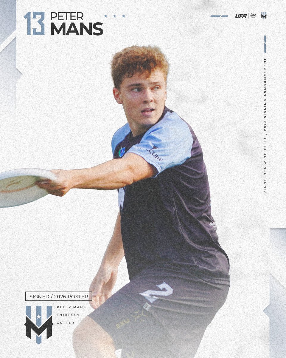mnwindchill's tweet photo. The flow of talent continues from Middlebury and @edinaultimate. 2025 D-III Men’s Player of the Year.

Welcome back, #13 Peter Mans!

#ufa2026 #bundleup #letsgochill https://t.co/udnegsuUDT
