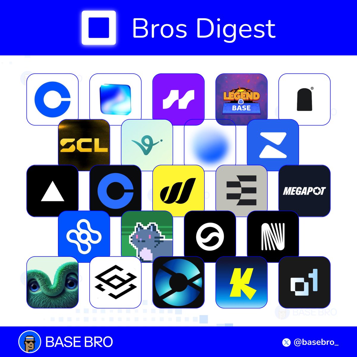 basebro_'s tweet photo. bros weekly base digest 🟦

more apps, more users, more real usage.

this week on @base 👇

1/ > RWAs expanding. @coinbaseAM launched a Bitcoin Yield Fund with tokenized shares

> @baseapp shipped token hiding for cleaner wallets

> @Avantisfi Leagues of Leverage back with PvP trading streams + prizes

2/ > @LegendBaseETH collab with frenwtf plus $1000 prize pool up for grabs

> @rosetta_hl live with $270M+ routed to top yields

>  @shadowcleague week 1 leaderboard snapshot locked in with more players on base app

3/ > @shadowcleague pro MMA fighter peter davis announced as first ambassador and co founder operating real robots

> robotics batch with @virtuals_io closing applications

> @OnchainKit sunsetting. 60-day migration window for devs

4/ > x402 growing. @zerion enables agents to pay per API call in USDC

> onchain skills live via @vercel + @CoinbaseDev

> @WorldMobileTeam hits 3M+ daily users settling onchain

5/ > @ethos_network adds bonded identity verification

> @megapot opens with $1.1M liquidity cap

> @HydrexFi launches $20K trading comp in Base App

6/ > @CatTownBase drops in-app event with rewards

> @joinbond launches value-based inbox with yield

> @nook_platform adds SteakhouseFi vault via Morpho

7/ > @mamo now on baseapp with $10K in rewards. 

> @SatsTerminal enables BTC → cbBTC + borrow flow

> @SecantXAI brings AI trading + analytics onchain

>  @katana launches with LayerZero for unified liquidity

>  @o1_exchange ships major product updates