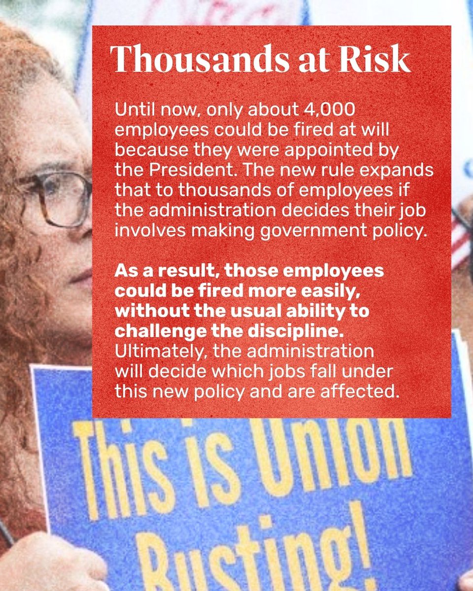 StartAUnionUFCW's tweet photo. ICYMI: This admin is back at it trying to gut our government workforce and disempower federal workers. 

This time, they’re targeting federal workers with a new policy that strips due process protections from tens of thousands of workers. https://t.co/HNmv4kRx8Y
