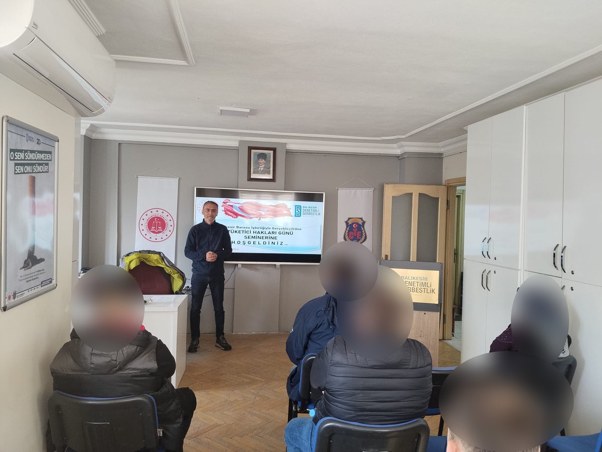 Balıkesir Denetimli Serbestlik Müdürlüğümüzce takibi yapılan yükümlülere Tüketici Hakları Günü münasebetiyle Balıkesir Barosu tarafından Tüketici Hakları semineri verilmiştir. <a href="/huseyinsk23/">Dr. Hüseyin ŞIK</a> <a href="/ctekurumsal/">Ceza ve Tevkifevleri Genel Müdürlüğü</a> <a href="/dsdbkurumsal/">Denetimli Serbestlik Daire Başkanlığı</a> <a href="/TuncayBAKIR_10/">Tuncay Bakır</a>