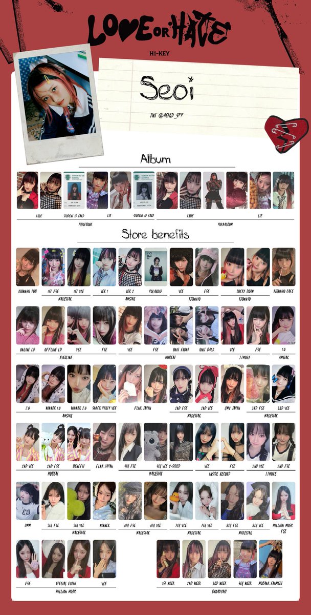 astrd_spp's tweet photo. H1-KEY LOVE or HATE complete individual pc lists ❤️

#h1key #LoveorHate h1key h1-key photocard template seoi riina hwiseo yel pc wishlist 하이키 포카 https://t.co/UaNB3mQHv3