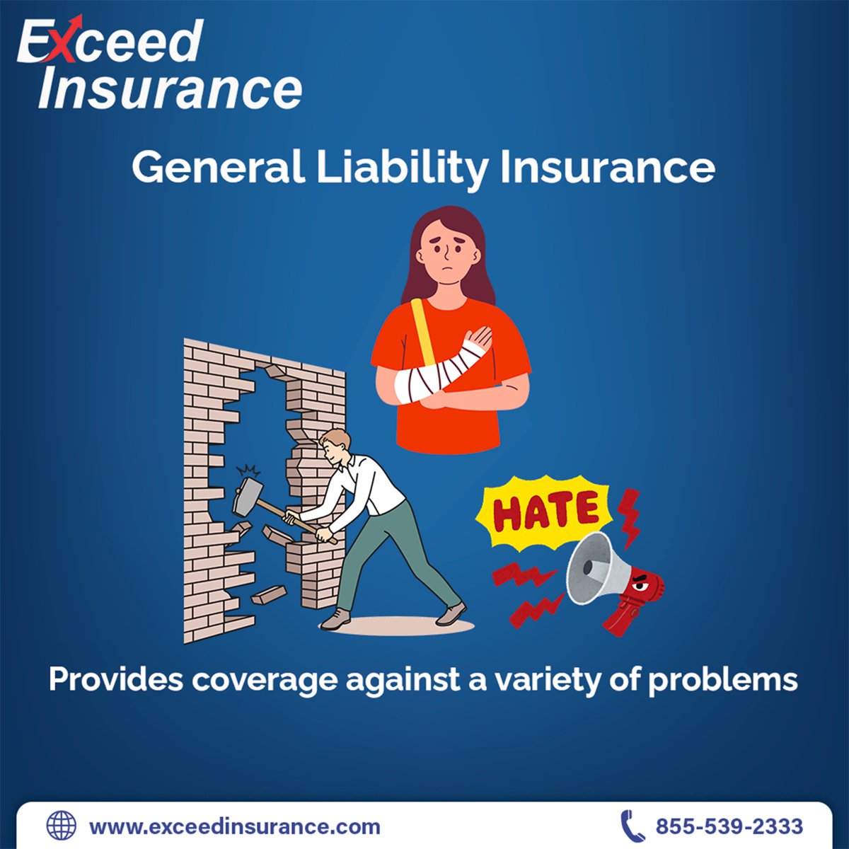 ExceedInsAgy's tweet image. Physical damages, bodily injuries, or public image injuries, with General Liability Insurance, you will be protected against all of them. Get it now and learn to relax. Get more details from: exceedinsurance.com/insurance-cove…. 
#GeneralLiabilityInsurance #Sacramento #Indianapolis