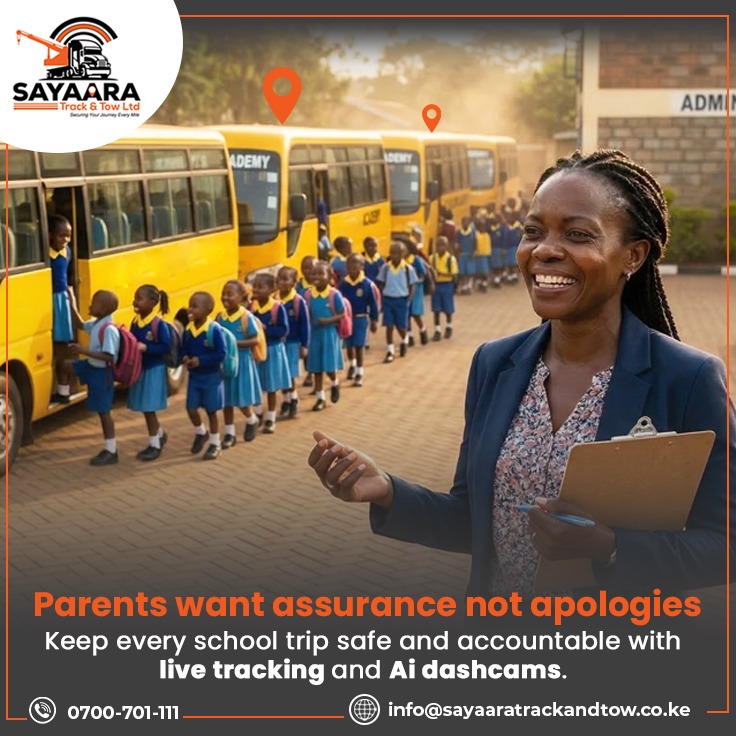 Sayaaratruckltd's tweet image. If parents asked, Where is the school bus right now? would you have the answer? Live tracking and AI dashcams give you full visibility and control over every trip.
#CarTracking #DashCam #SayaaraTrackandTow

For Inquires Call 0700 701111