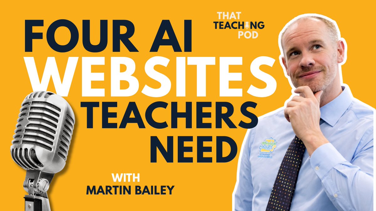 thatteachingpod's tweet image. 🧠 🤖  FOUR AI WEBSITES EVERY TEACHER NEEDS TO BE USING 🤖 🧠

Martin Bailey takes Jon Tait and Andrew Jennings through his favourite free AI tools for teachers to use in the classroom! A must-watch!
💻 youtu.be/QaPI1ognAJs

#ai #teacher #teaching #learning #tools #teaching