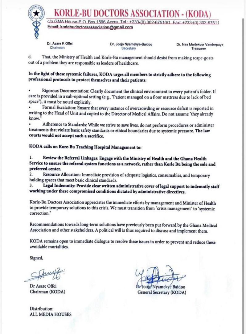 The Korle-Bu Doctors Association has  called out systemic failures , urging govt &amp; management to stop scapegoating and fix the crisis.

Doctors have been advised to document conditions, report shortages, and uphold safety standards. Time to move from crisis control to real reform