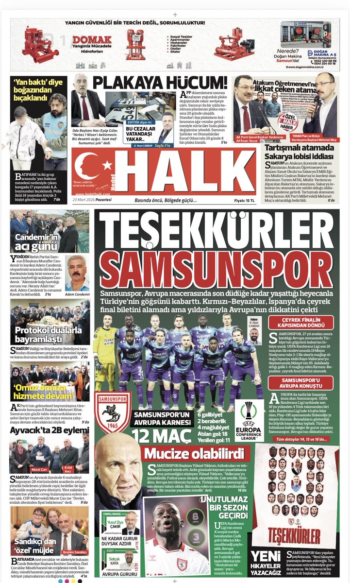 Bugün ⁦<a href="/HedefHALK/">Samsun Halk Gazetesi</a>⁩