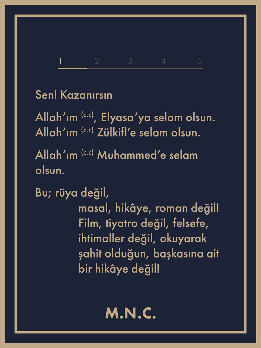 AKRA_media's tweet photo. Sen! Kazanırsın

Allah’ım (C.C.), Elyasa’ya selam olsun. Allah’ım (c.c) Zülkifl’e selam olsun.

Allah’ım (C.C.) Muhammed’e selam olsun.

Bu; rüya değil,
         masal, hikâye, roman değil! Film, 
         tiyatro değil, felsefe, ihtimaller değil, 
         okuyarak şahit olduğun, başkasına ait 
         bir hikâye değil!

Vücuduna batan dikendeki gerçek hissiyat misali, tam manasıyla, bütün uyaranlarıyla, aklına, gönlüne, yaşam odağının eksenine hitap eden bir müjde / uyarı mesajıdır.

Bilmelisin, anlamalısın, ölçüp biçmeli, analiz etmelisin. Uyandığın yeni gün, egonun, dürtülerinin, bomboş hayallerinin peşinde ziyan olmasın.

Ölümün varlığı, gerçekliği ve kaçınılmazlığı gibi, aldığın kararların, çizdiğin, izlediğin, takip ettiğin yolun, yaşantının, sonrası yargılanacaksın, mes’ulsün, kaçamazsın, kurtulamazsın, tekrarı yok hayatının.

Tüylerin ürpersin, kalbin korku ve endişeden güm güm atsın, yüreğin ağzına gelsin, dizinin bağı çözülsün, için cız etsin; bu sensin, yanındaki arkadaşın, dostun, yoldaşın değil.

Pişman ol, çıkış ara, çabala, çamur bataklığında boğulup gitme. Allah’ın (c.c) vaadi gerçektir, haktır.

O’nun ipine sarıl, o ip, o ipe sarılacak irade sende.

Allah’a (C.C.) yönelir, yalvarırsan, çabalarsan; bil ki, Allah ( C. C. ) afvı sever, kuluna merhamet eder, onun gayretini, samimiyetini görür, temizler, hidayete erdirir.O severse kurtulursun, kazanırsın.

Bu kazandığın beş yıldızlı tatil değil, haram para değil, anlık zevk değil, uçucu, geçici, sanal zevklerle uçmak değil.

Rabbi’nin hoşnutluğu, sonsuzluk, esenlik, cennet ve nimetleri.

Kazanırsın!..
Sen istersen.

M.N.C.

#MNC #Bayram
