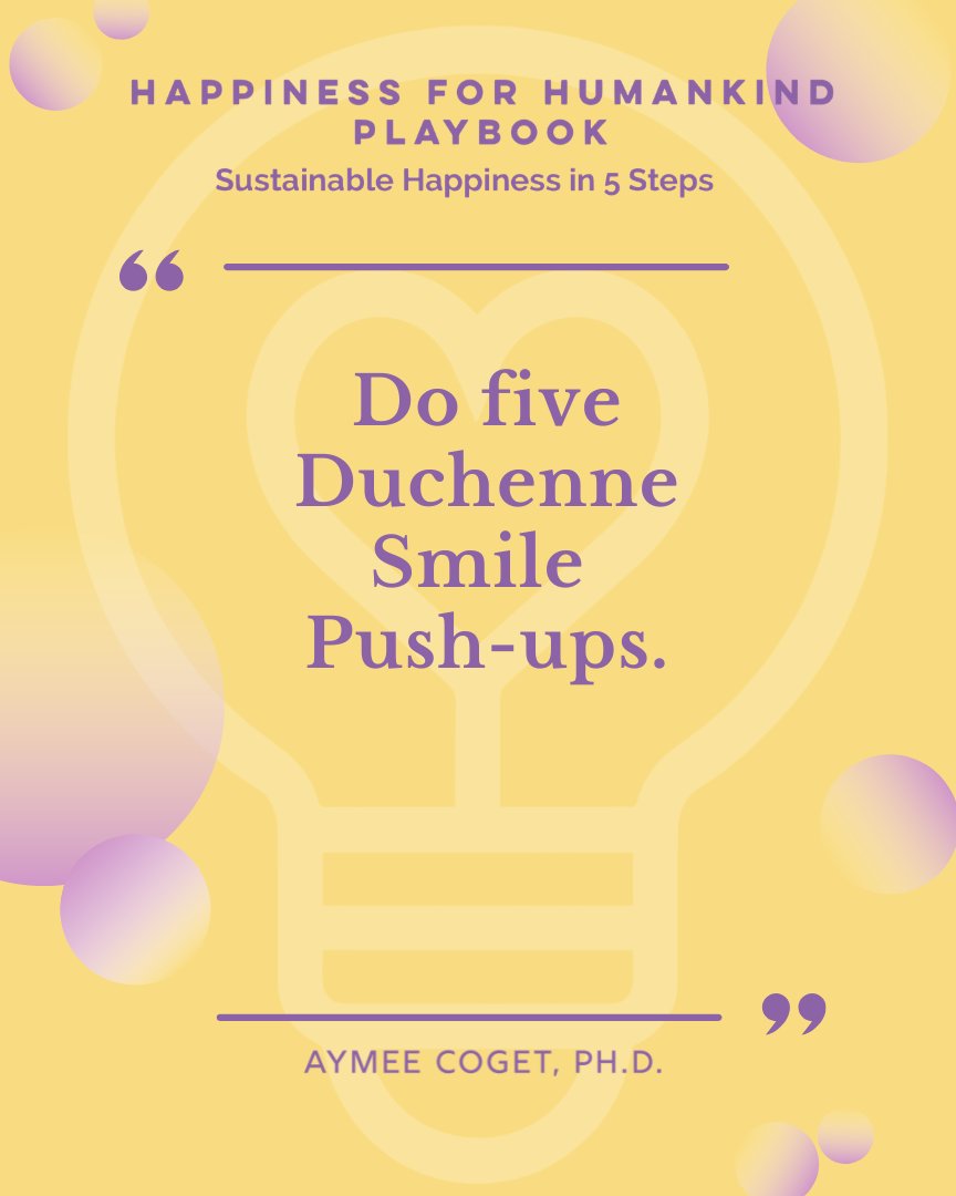 Happy4Humankind's tweet image. Happiness through muscle memory! Learn how in Happiness for HumanKind Playbook: Sustainable Happiness in 5 Steps by Dr. Aymee Coget. Available now on Amazon 📚  #duchenne #sustainablewellness #positivepsychology #smiletherapy