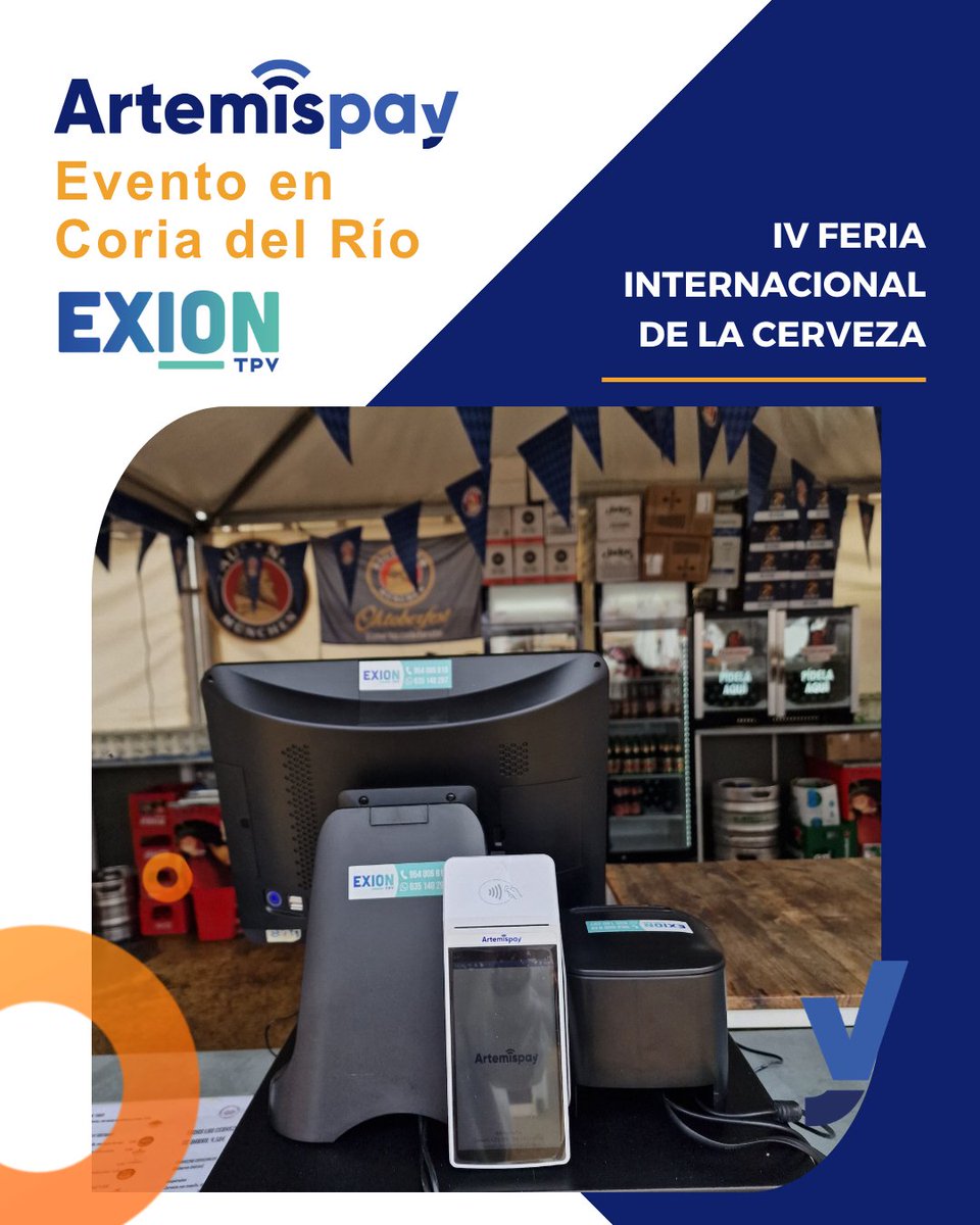 necomplus's tweet photo. 🍻 Un año más en la Feria Internacional de la Cerveza de Coria del Río, junto a EXION TPV , facilitando la gestión de pagos en un entorno de alta demanda.
 ⚡ Cerca de 2.500 transacciones 
 ⚡ Reducción de tiempos de espera
 ⚡ Operativa optimizada en todos los puntos de servicio https://t.co/O4yF4acSsS