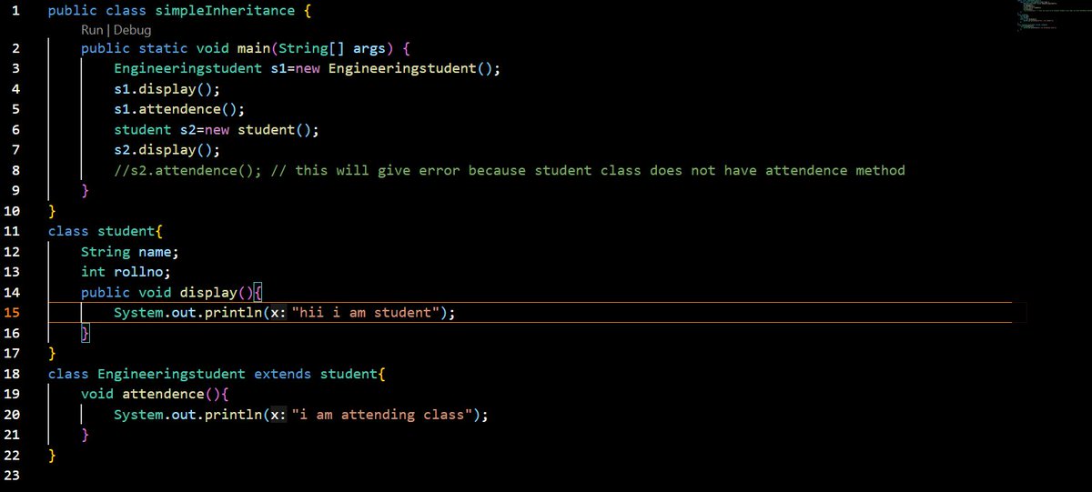 achieve71246717's tweet photo. Learned about types of inheritance in java and implemented on vs code.#Java #CodingJourney #learningthings https://t.co/nn2WiJ29NT