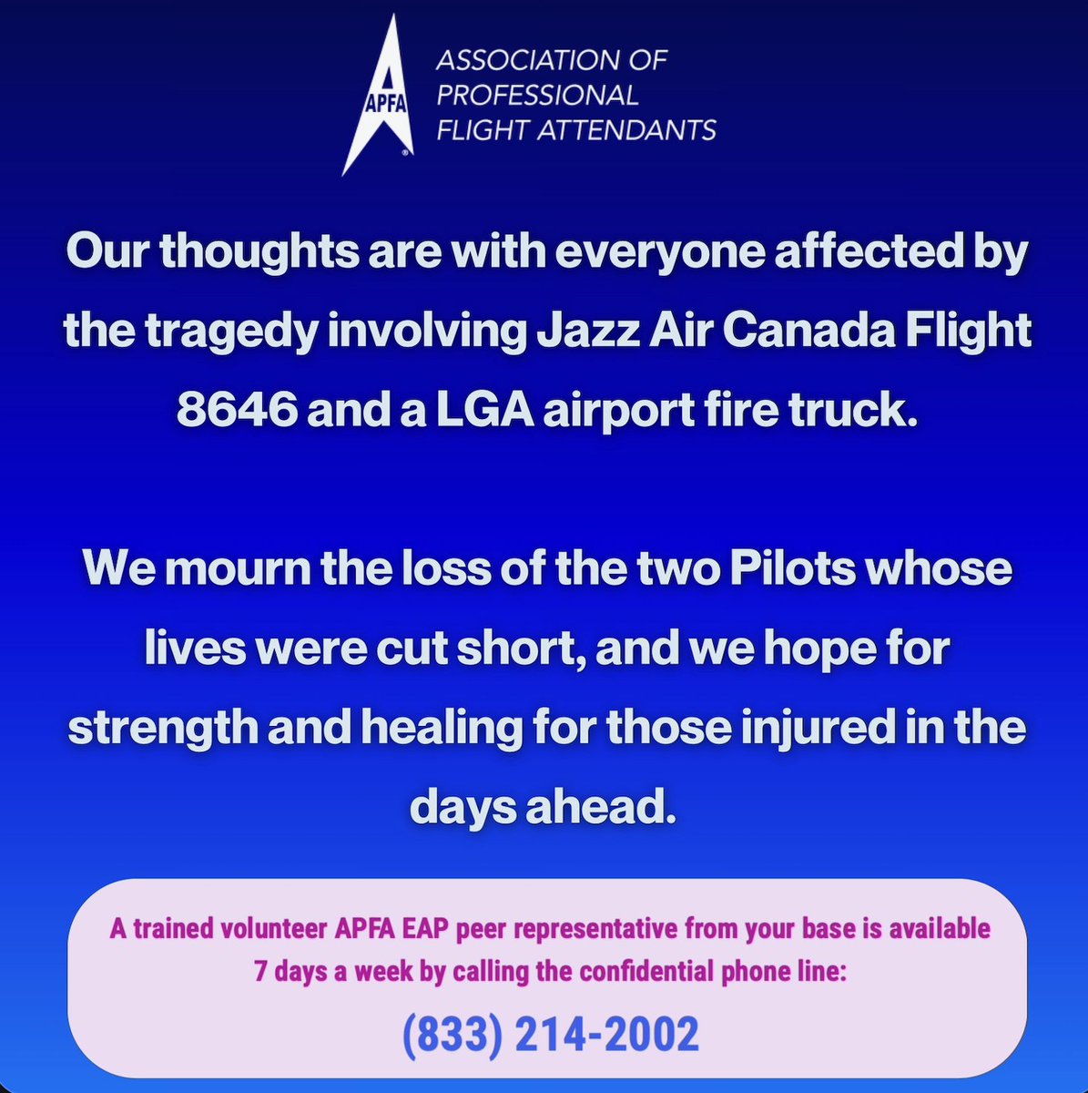 Association of Professional Flight Attendants tweet media