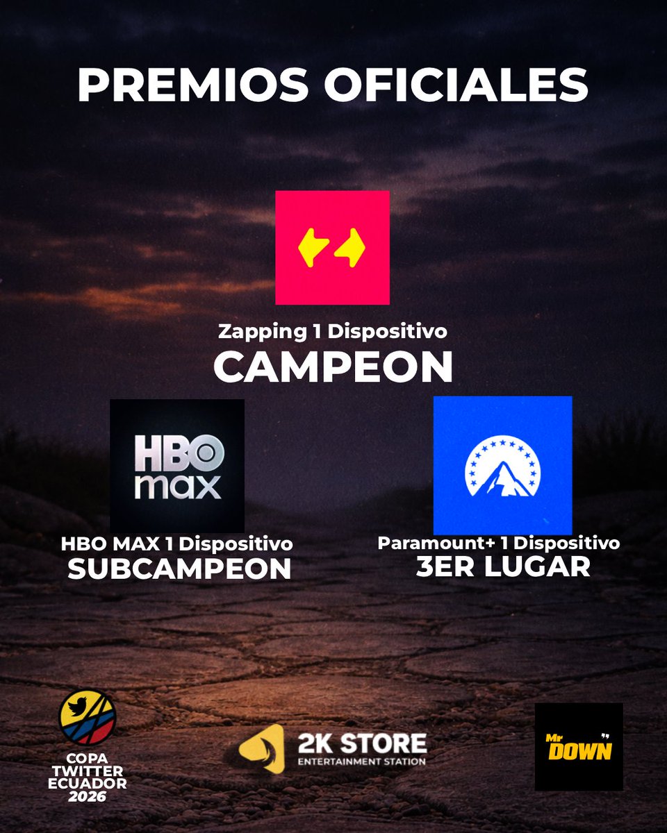 Estos son los premios oficiales de #CopaTwitterEcuador2026 gracias a 2K STORE ENTERTAINMENT STATION 📺🇪🇨

Atentos al medio dia que se abriran las postulaciones para poder entrar a la copa con sus requisitos.
