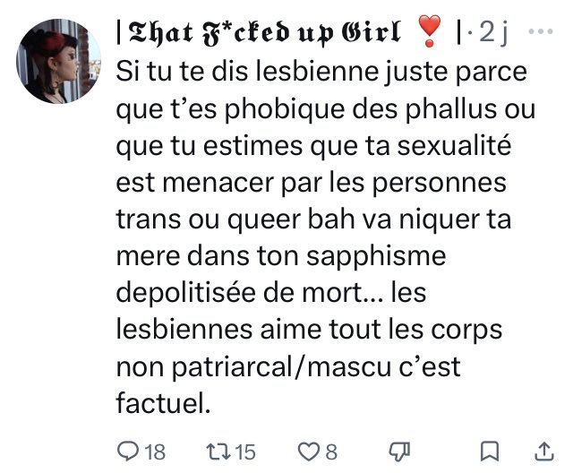 La façon queer d’être homophobe en 2026.

Dites merci au lobby #LGBTQIA2S+.