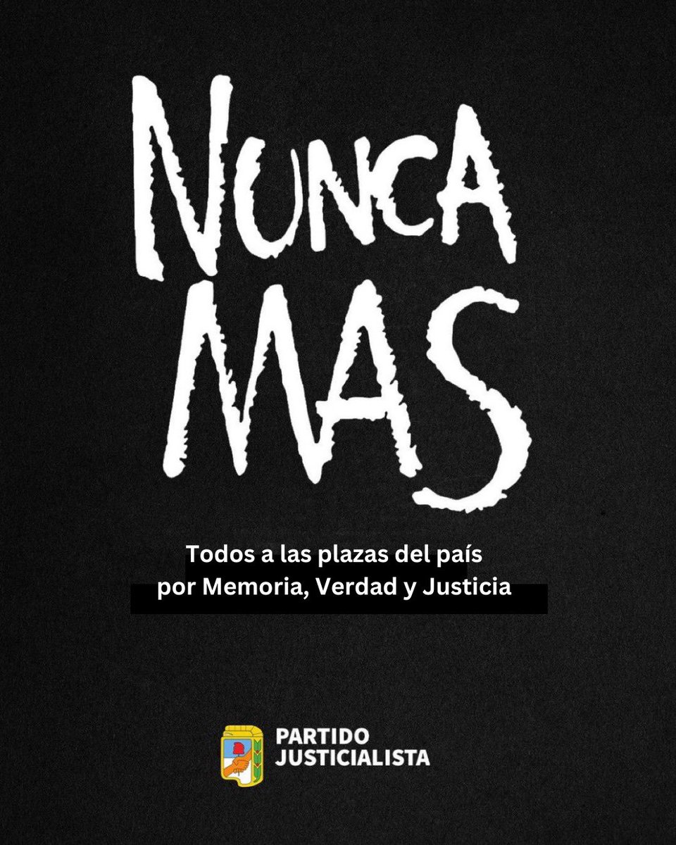 50 años del golpe cívico militar. 

Tenemos 30 mil razones para seguir luchando por Memoria, Verdad y Justicia.

Nos vemos mañana en todas las plazas del país. ✌🏽🇦🇷