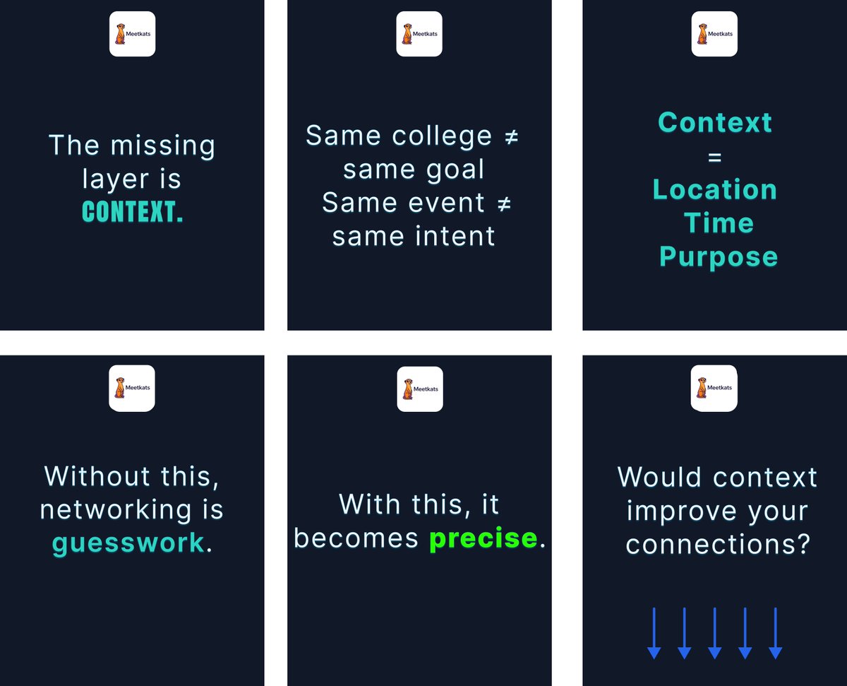 Networking without context is just guessing in public.
Add location, timing, and intent—and connections turn into real opportunities.

#startups #NetworkBetter #socialnetworking #MeetKats #explore