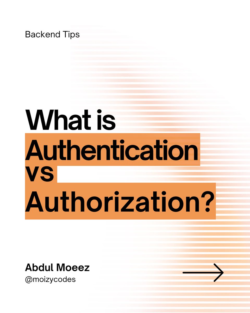 abdulmoeez1278's tweet image. Authentication vs Authorization.

Authentication → Who are you?
Authorization → What can you do?

Login verifies identity.
Permissions control access.

Both are required for secure applications.

#Authentication #Authorization #FullStack #Nodejs #WebSecurity #MERNStack
