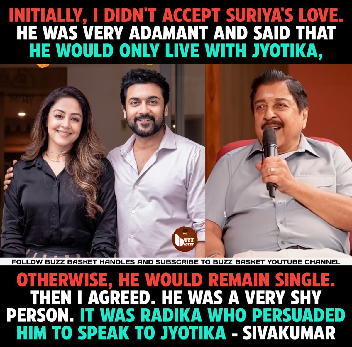 theBuzZBasket's tweet image. #Suriya said he would either marry #Jyotika or remain single - #Sivakumar

#Karthi #SuriyaSivakumar