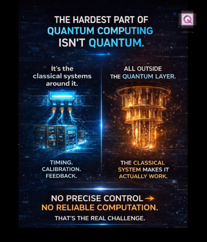 project_q_2024's tweet image. The hardest part of quantum computing isn't quantum.

It's the classical systems around it.

Timing, calibration, feedback — all outside the quantum layer.

No control → no computation.

#QuantumComputing #QuantumTech #ProjectQ