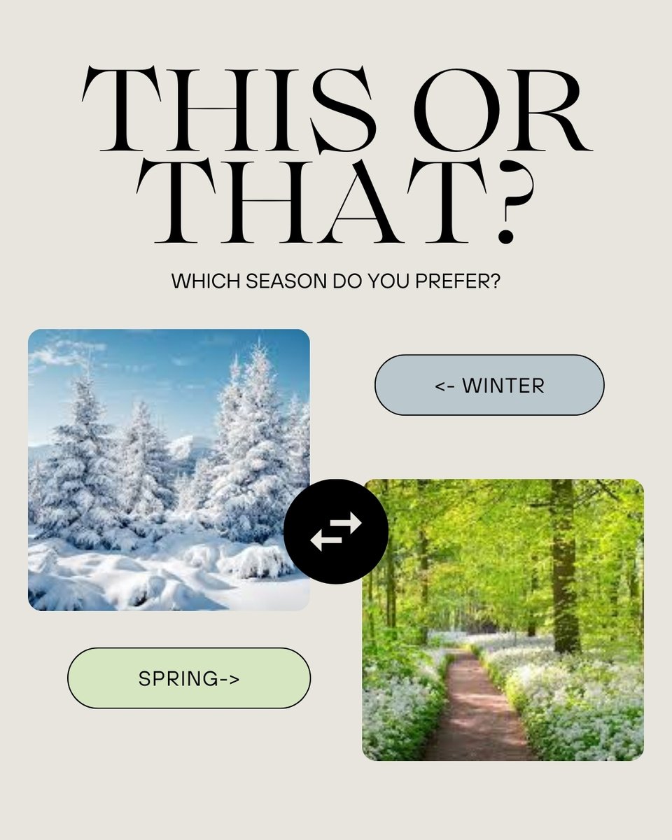 Winter chill or spring bloom? Comment below which season you prefer.