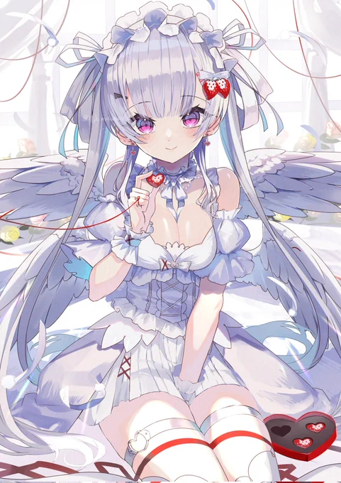 二次創作も描くんですけど、一次創作もたくさん描きます! これはアイコンにもなっているOCの天使のマリアさんオボエテイッテネ #illustlation