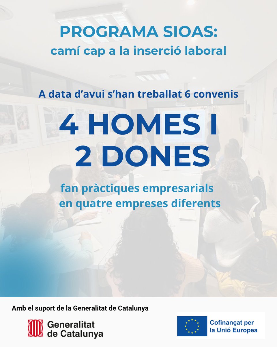 CFPMaresme's tweet photo. 🌱 6 participants del programa SIOAS estan realitzant pràctiques a empreses 

Un pas important per aconseguir la inclusió laboral de totes elles.  
Gràcies a les empreses que ho feu possible 🤝

Amb el suport de la Generalitat de Catalunya.

#SIOAS #Inclusió #InsercióLaboral https://t.co/eEiHDzOHpS