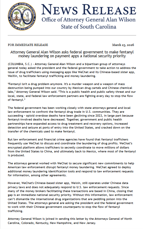 South Carolina Attorney General's Office tweet media