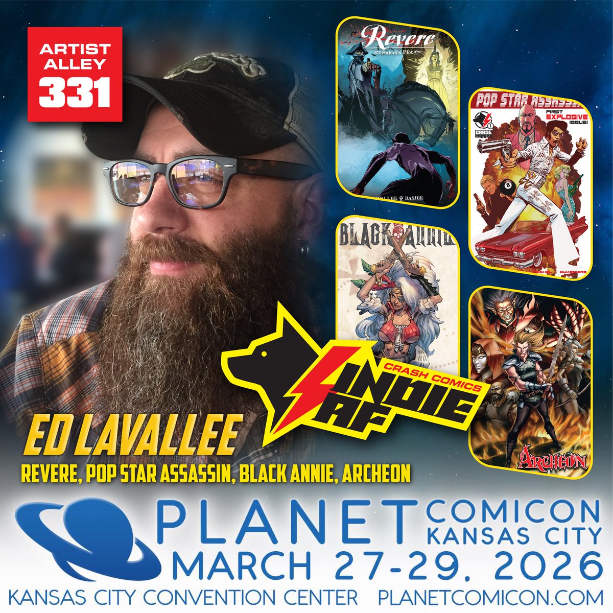 crashcomx's tweet photo. 4 DAYS until the BIG SHOW @PlanetComicon Kansas City!!! I’ll be in Artist Alley table 331! Hope to see you there!!!

#planetcomicon #crashcomx #comics #indieAF https://t.co/T63GL1MoxZ