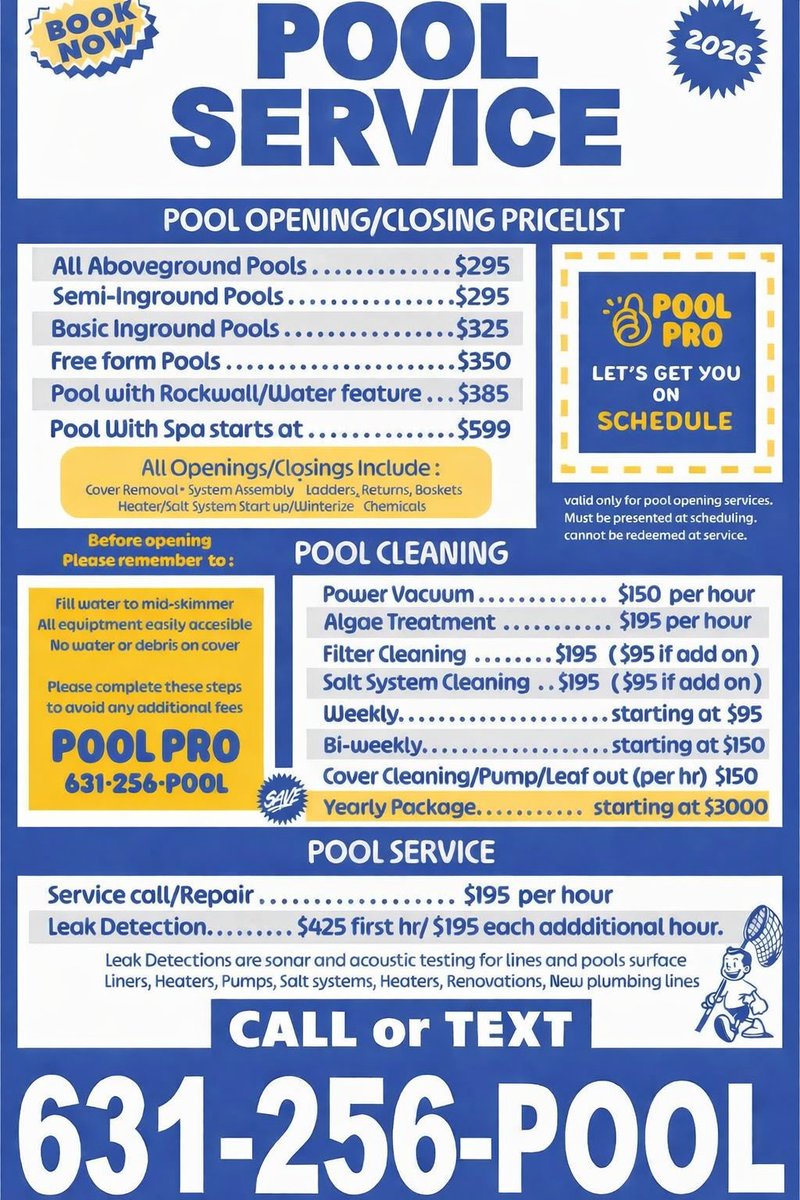 pro_pool7665's tweet image. 💡Did you know?

Algae can grow in just 24–48 hours without proper chemical balancing.

Start your season crystal clear—leave it to the pros!

Book your pool service today at gopoolpro.com
Or call us at +631-256-7665

#poolopening #poolcare #algaeprevention #pool