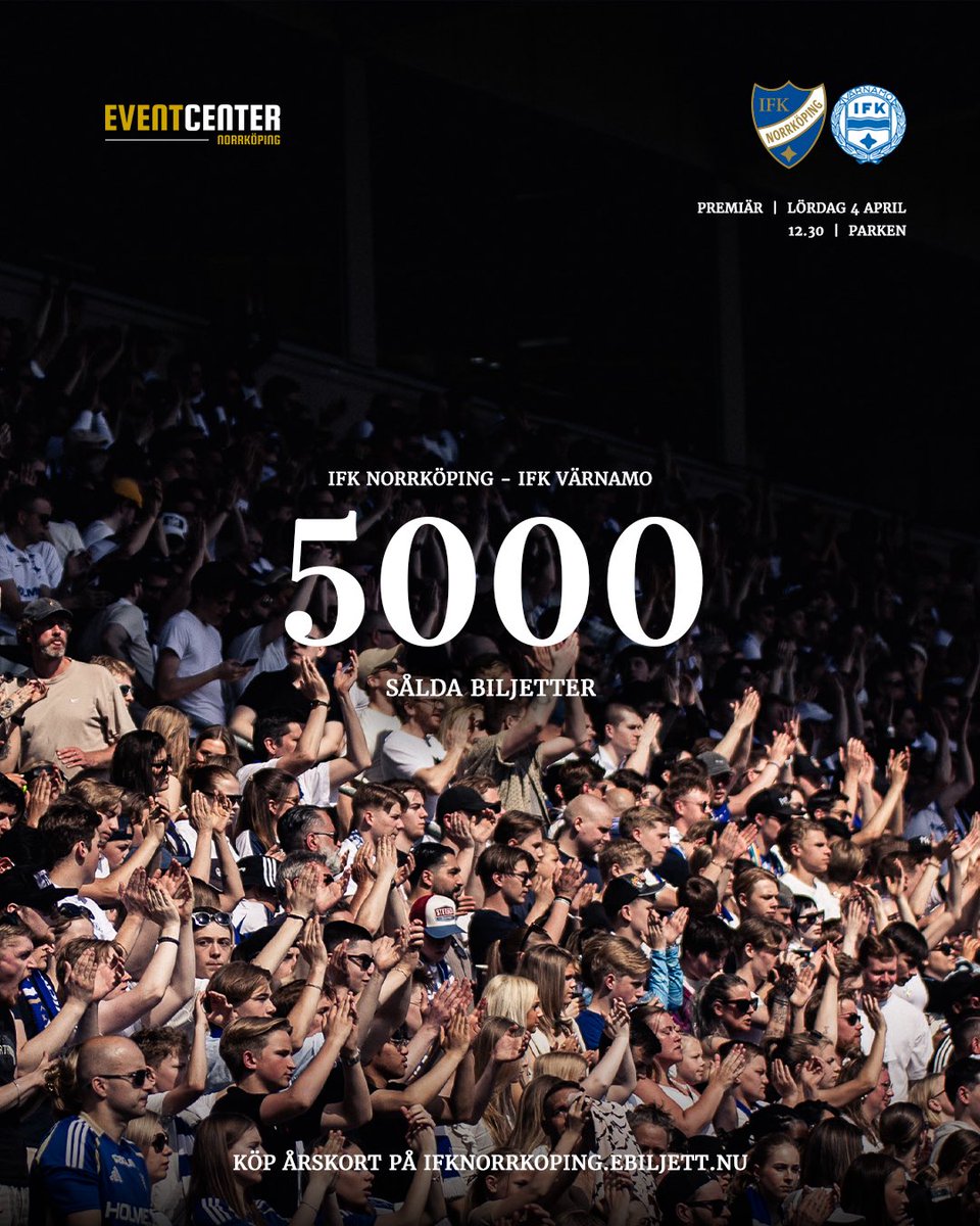 ifknorrkoping's tweet photo. Premiären närmar sig. Nu ökar vi! 

Biljetter och årskort ➡️ https://t.co/8icf4B0LM9. https://t.co/V67Ydb5Ovs