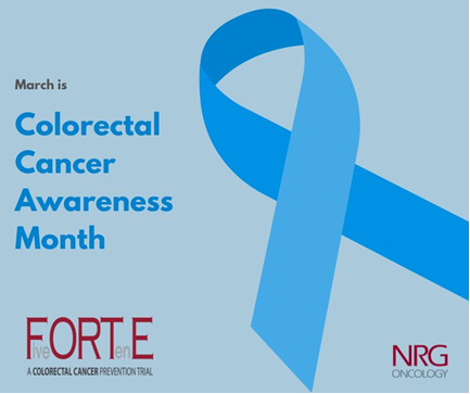 MMCORC's tweet photo. March is colorectal cancer awareness month! FORTE is a colorectal cancer prevention #clinicaltrial looking to answer when patients who had 1-2 small benign polyps removed should have repeat surveillance colonoscopies. Learn more: https://t.co/B6ncYsVhXk @NRGonc @fortestudy https://t.co/rny15DqD59