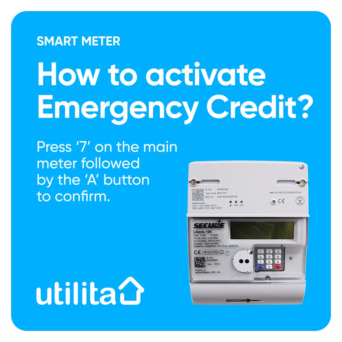 UtilitaEnergy's tweet image. Need a little longer to top-up? ⏰
 
We give £15 Emergency Credit to all our Smart #PayAsYouGo customers – simply follow these steps to activate yours if your meter balance drops below £1…