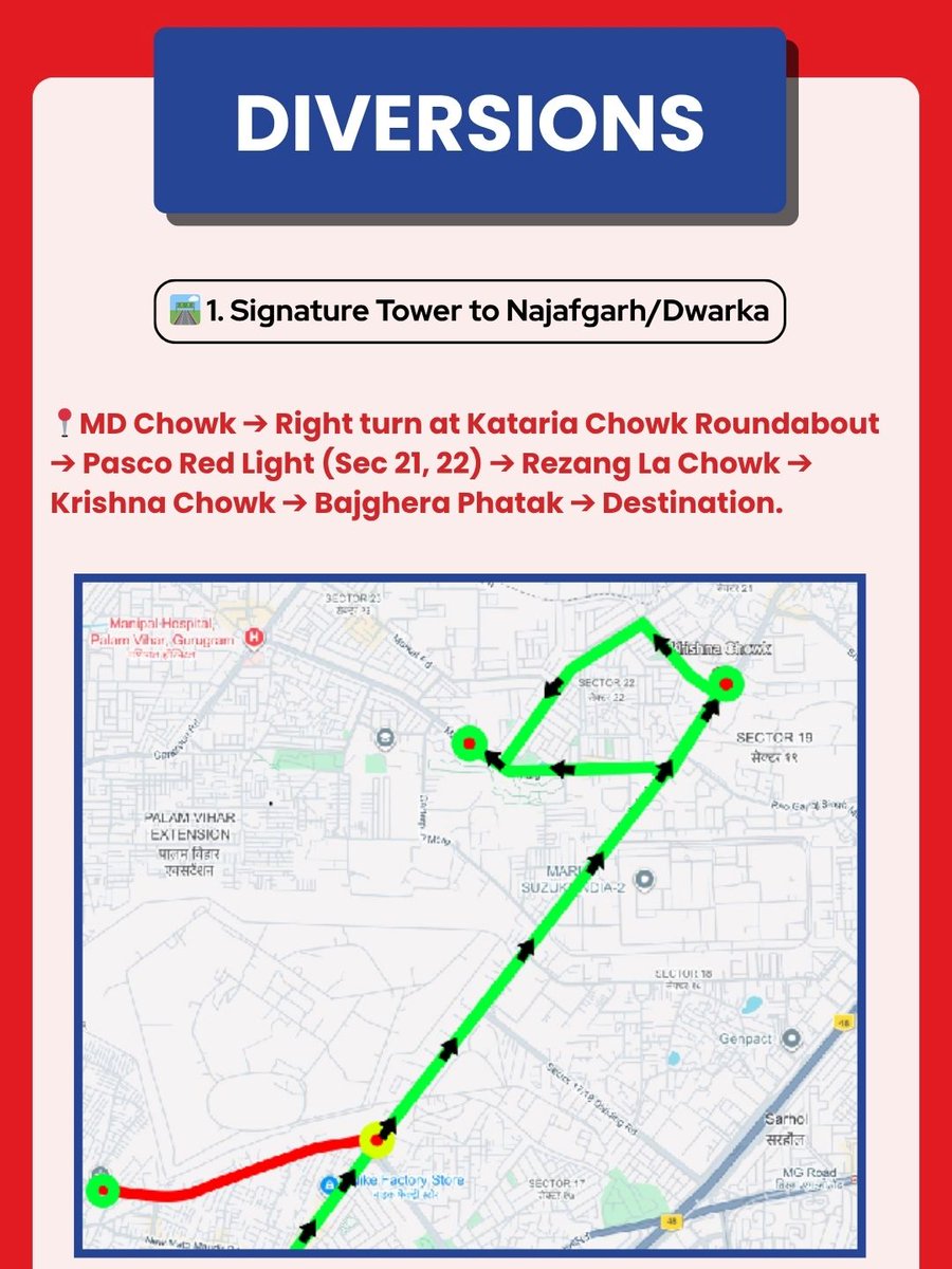 TrafficGGM's tweet image. Traffic Advisory 🚨
Due to Sheetla Mata Mandir Mela (till 4 April), diversions for HCVs are in place across Gurugram.
Plan ahead. Follow routes. Stay safe.
#GurugramTrafficPolice #TrafficAdvisory #TrafficUpdate