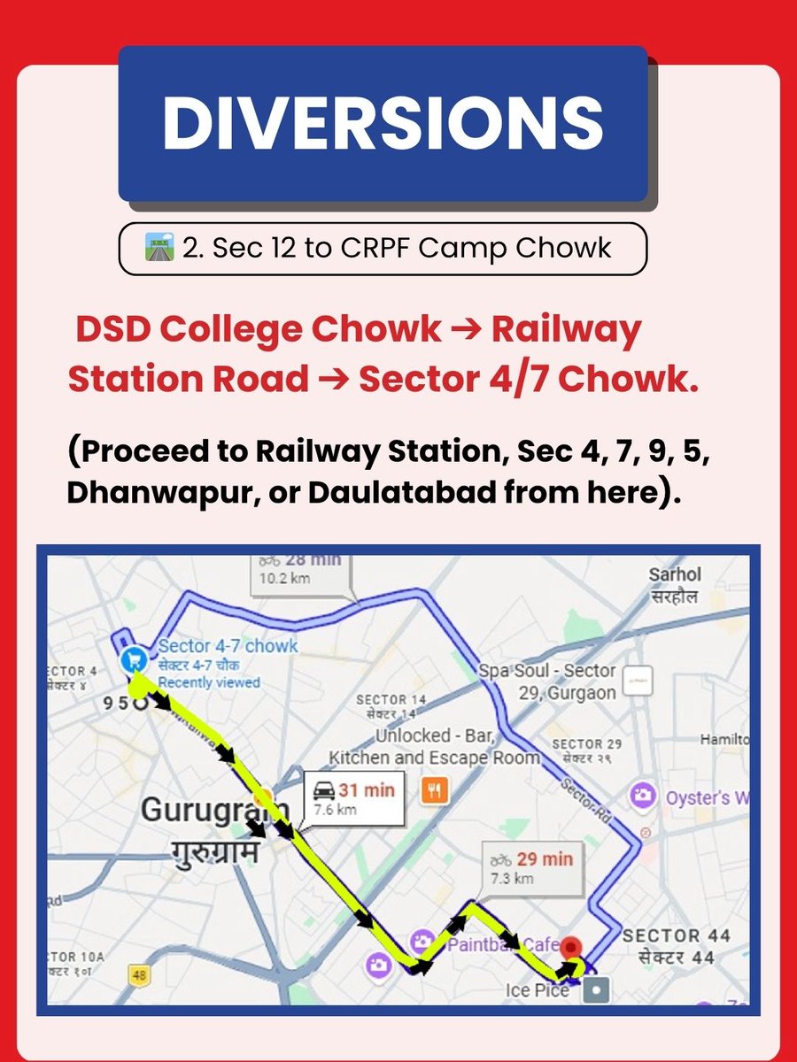 TrafficGGM's tweet image. Traffic Advisory 🚨
Due to Sheetla Mata Mandir Mela (till 4 April), diversions for HCVs are in place across Gurugram.
Plan ahead. Follow routes. Stay safe.
#GurugramTrafficPolice #TrafficAdvisory #TrafficUpdate