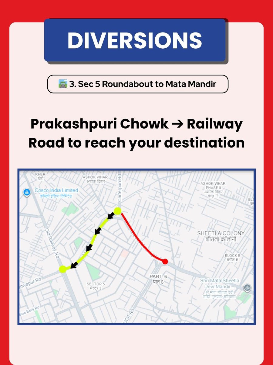 TrafficGGM's tweet image. Traffic Advisory 🚨
Due to Sheetla Mata Mandir Mela (till 4 April), diversions for HCVs are in place across Gurugram.
Plan ahead. Follow routes. Stay safe.
#GurugramTrafficPolice #TrafficAdvisory #TrafficUpdate