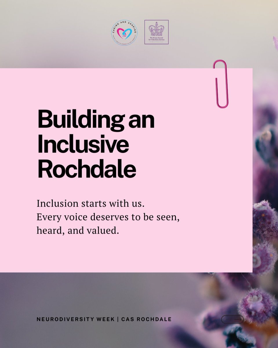 CAS_rochdale's tweet photo. Inclusion starts with all of us.

Every voice deserves to be heard, valued, and supported; across our homes, schools, and communities.

Let’s keep showing up for each other 💙

#casrochdale #neurodiversityweek #rochdalecommunity #inclusionmatter #celebratedifferences https://t.co/C9XWldqKhg