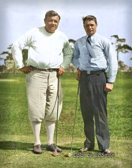 BSmile's tweet image. Legendary sluggers Babe Ruth &amp;amp; Jimmie Foxx play a round of golf during #SpringTraining in Florida! (1930) #MLB #Baseball #History