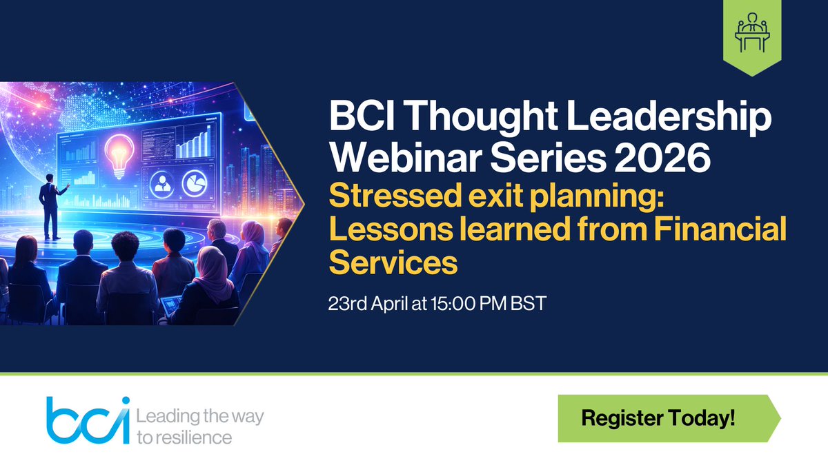 TheBCEye's tweet image. 🔍The BCI #webinar on Stressed Exit Planning explores how organizations can move beyond static plans to real-world, pressure-tested strategies for tech dependency failure and third-party risk. 👉Join the session: buff.ly/pecJjaA
#OperationalResilience #BusinessContinuity