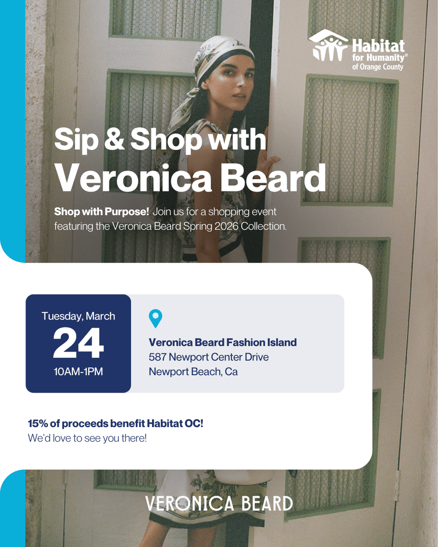 TOMORROW! Enjoy sips, styling, and a chance to connect with fellow Habitat supporters while knowing 15% of all event purchases will support building homes for local OC families.

✅ RSVP to fashionislandrsvp@veronicabeard.com

#HabitatOC