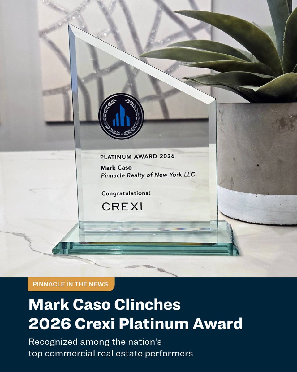 Huge congrats to Mark Caso of Pinnacle Realty of New York on winning the 2026 Crexi Platinum Award 🏆 A top CRE performer delivering standout deal flow, execution, and results. Setting the bar high—well deserved! 🔥 #CRE #CrexiWinner #PRNY <a href="/CREXinc/">Crexi</a>