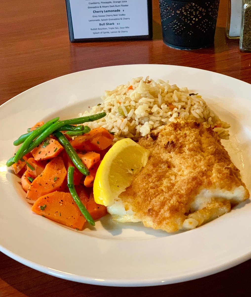 Dive into the flavors of our much-loved Baked Scrod! A tantalizing mix of cod fillet, lemon butter, wine, and cracker crumbs, served with rice pilaf &amp; vegetable. It's a taste sensation that keeps our guests coming back for more! 😋🐟🍽️ #BobbyByrnes #BakedScrod #FoodieFave