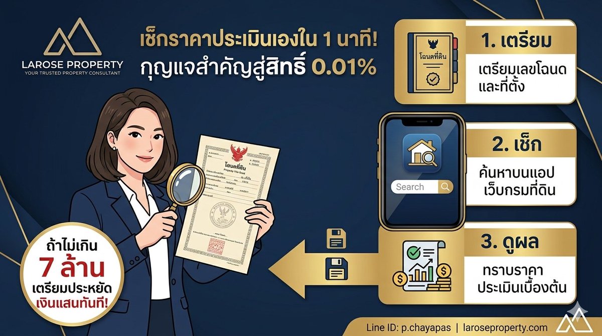 Laroseproperty's tweet photo. ซื้อบ้าน/คอนโดช่วงนี้ 
ต้องเช็กราคาประเมินให้เป็น! 📱🏠
.
⧆ เว็บไซต์กรมธนารักษ์ (https://t.co/hiMSRr6fP1) 
⧆ เว็บไซต์ #LandsMaps (https://t.co/XZVAC5uhE8)
กรอกเลขโฉนด รู้ผลทันที!
.
ถ้าไม่เกิน 7 ล้าน เตรียมประหยัดเงินแสนได้เลย 💰 อ่านละเอียดที่นี่ 👇
https://t.co/3I9vSzblz0 https://t.co/8VkTXUUzw1