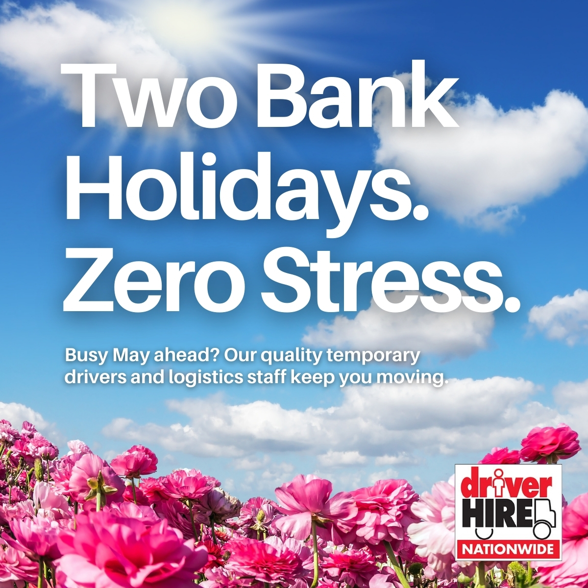 DH_Croydon's tweet photo. May brings brighter skies, blooming flowers - and two Bank Holidays to enjoy But while the month feels calm and peaceful, staffing can be anything but. We’re here to help &amp; supply drivers of all classes &amp; logistics temps. Call us on 020 8090 7042 &amp; get May cover sorted https://t.co/6lIfcztKG7